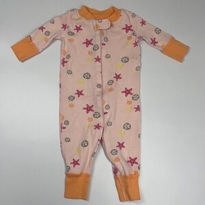 Hanna Andersson Zip One Piece Baby Outfit Sea Theme Shells Ocean 0-6mo